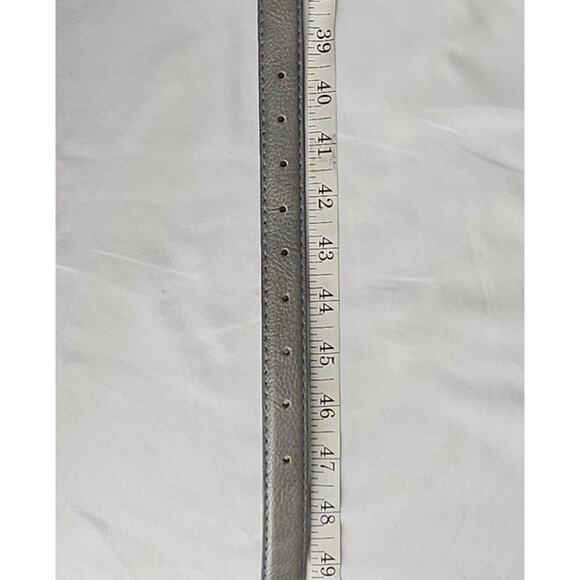 MEN'S VINTAGE GRAY FAUX LEATHER SLIM BELT WITH CHROME BUCKLE 46" - Picture 7 of 10